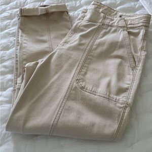 White House Black Market Cream or Khaki Pred a pedi 
Cuff pants worn once